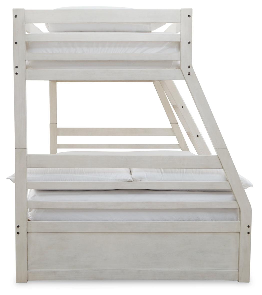 Robbinsdale Antique White Twin Over Full Bunk Bed side profile
