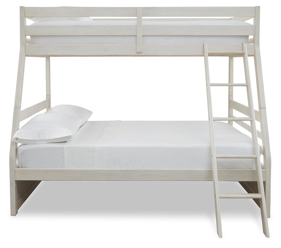 Robbinsdale Antique White Twin Over Full Bunk Bed - head-on view