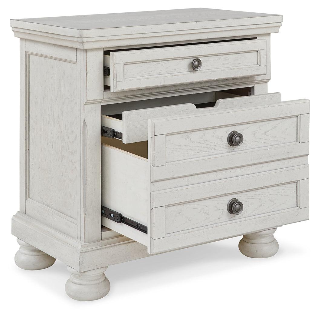 Robbinsdale Antique White Nightstand front open drawer view