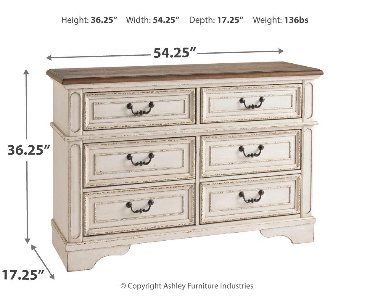 Realyn dresser dimensions diagram