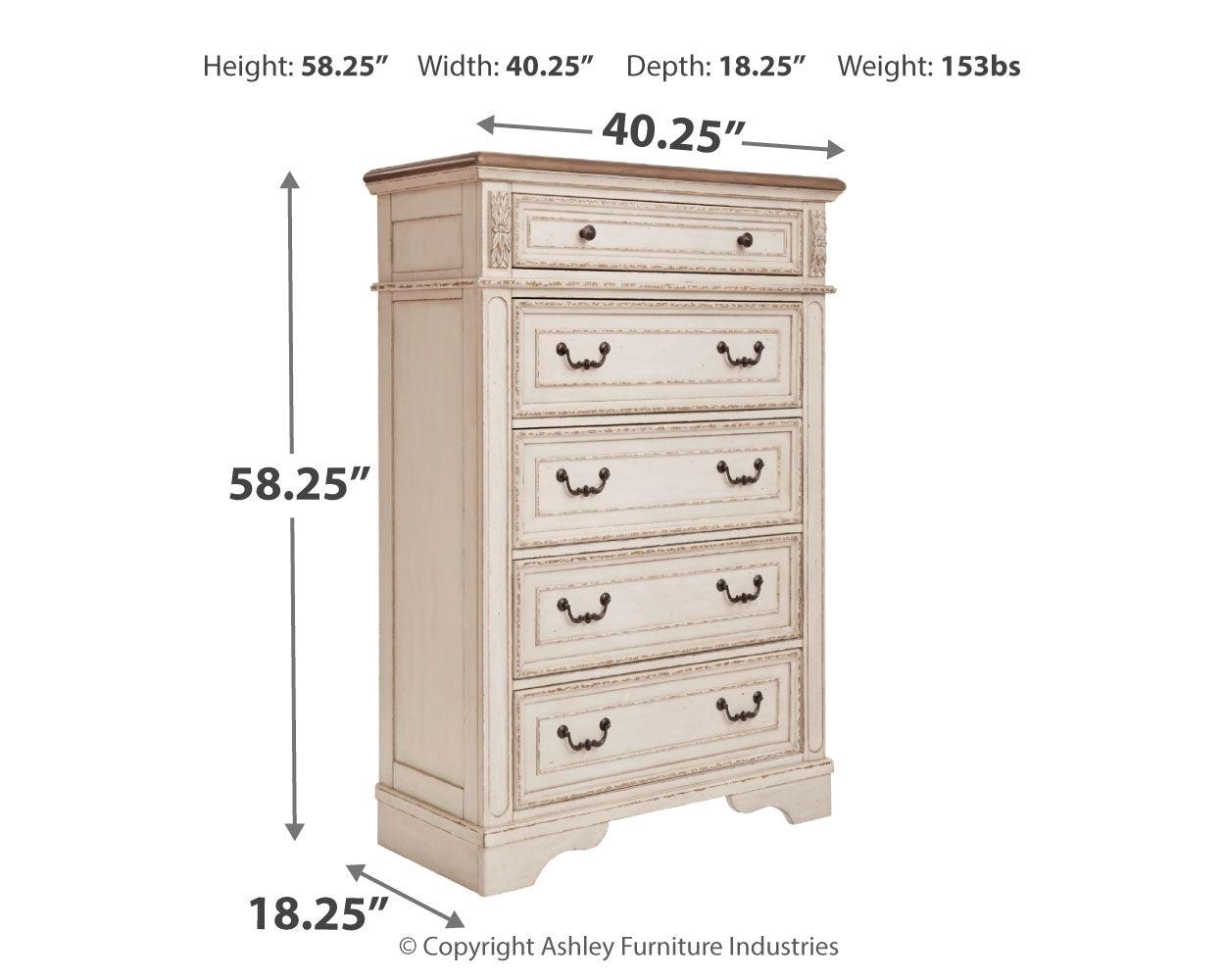 Realyn Two-Tone Chest Of Drawers - side view