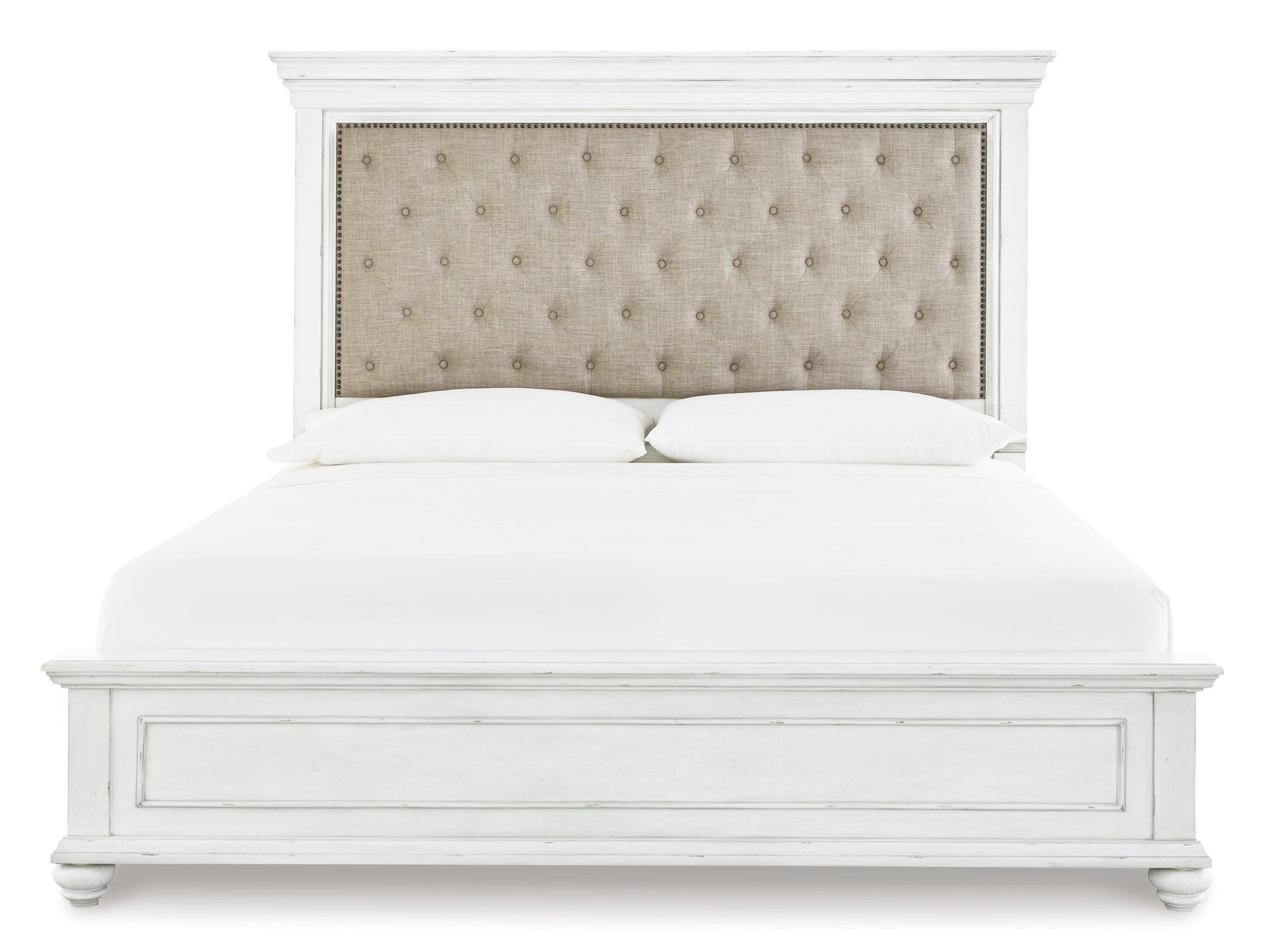 Full front view of queen panel bed