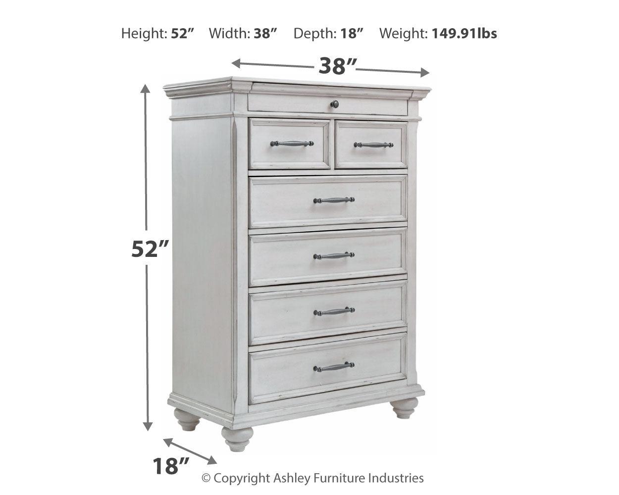 Kanwyn Whitewash Chest Of Drawers - dimension diagram