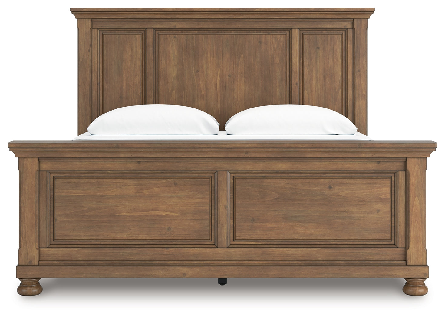 Head-on view of Feddinger king panel bed headboard