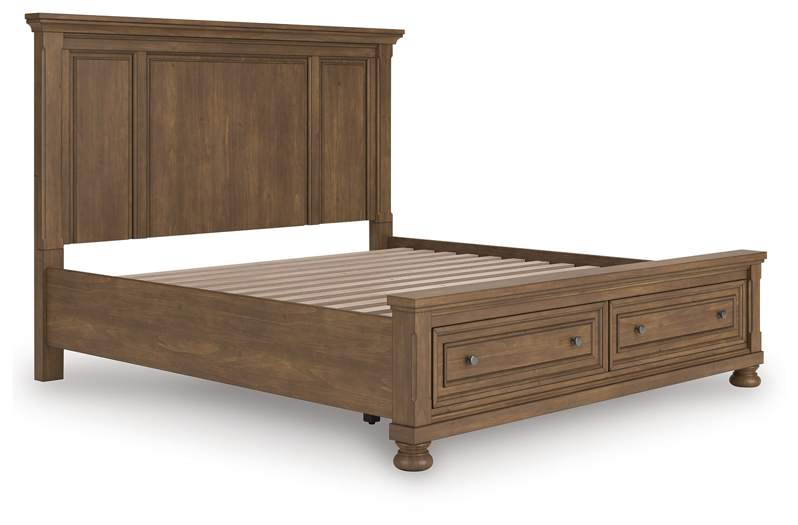 Feddinger bed footboard drawers open view