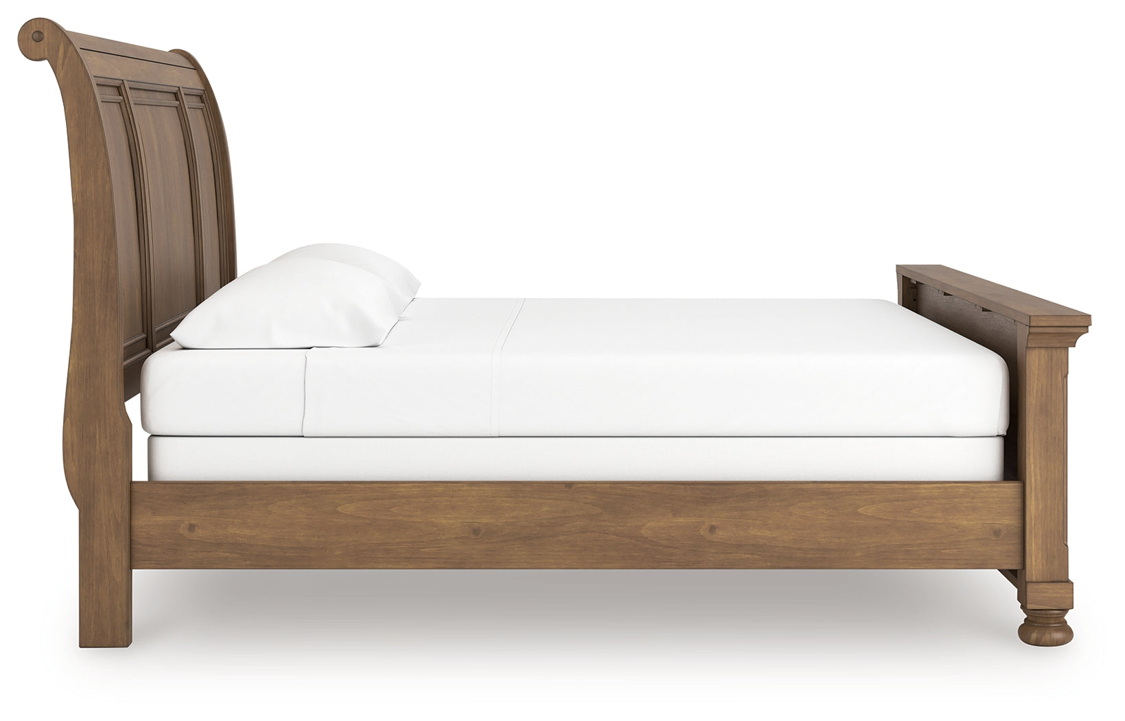 Feddinger king size sleigh bed profile side view