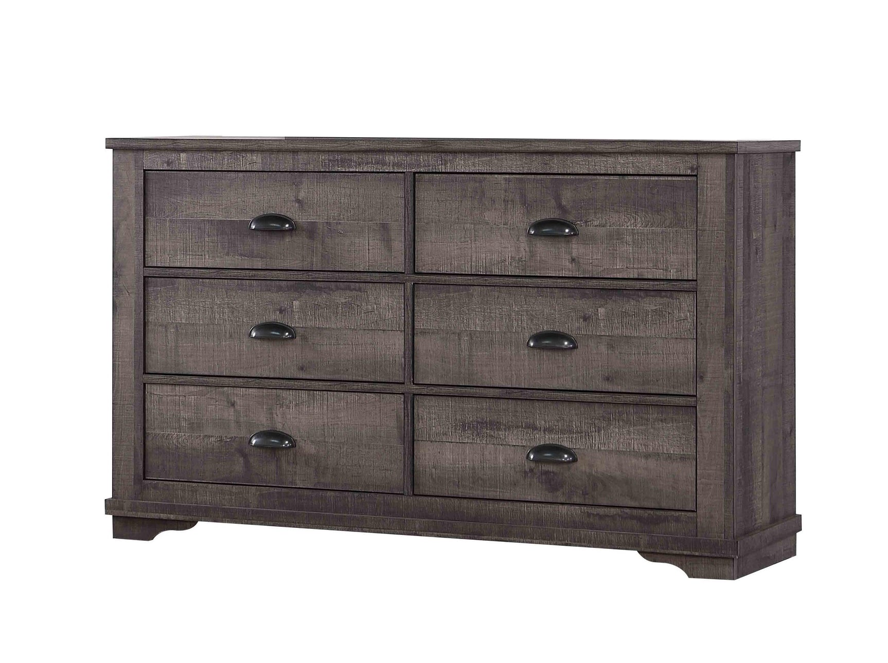 Bedroom view of Coralee Gray Upholstered Sleigh Bedroom Set bed