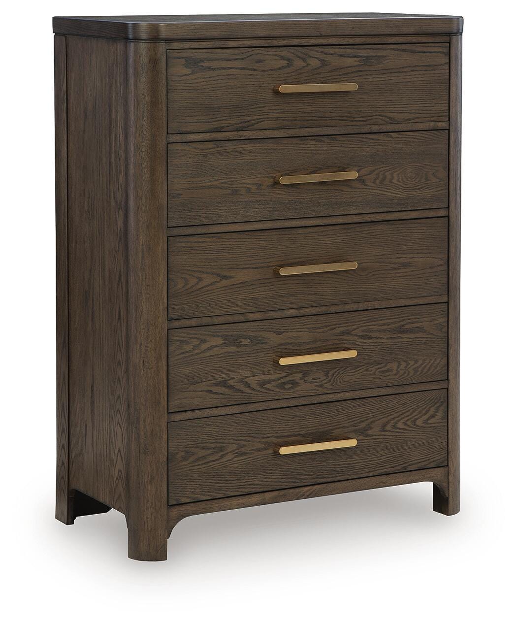 Radkin Burnished Brown Chest of Drawers angled view