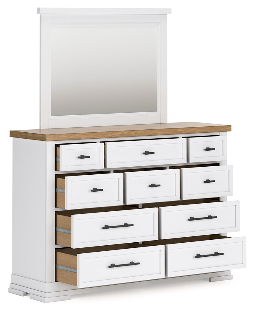 Ashbryn dresser angled open drawer with felt lining visible
