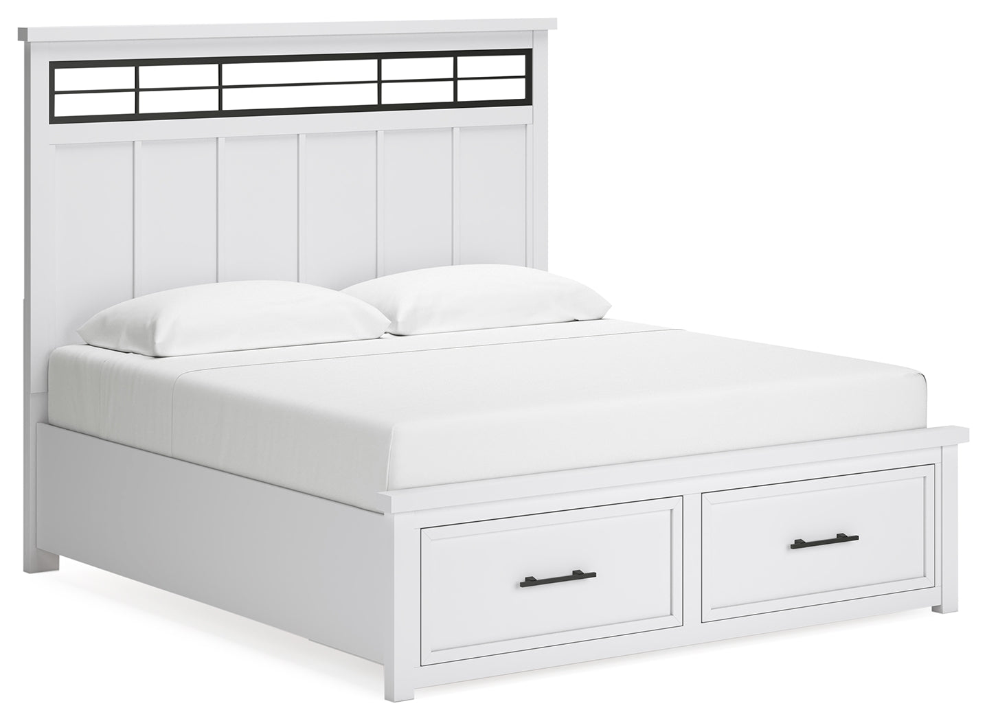Ashbryn King Storage Bed, side angle showing headboard details