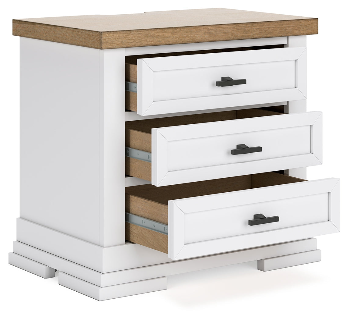 Ashbryn Nightstand top drawer open showing felt lining