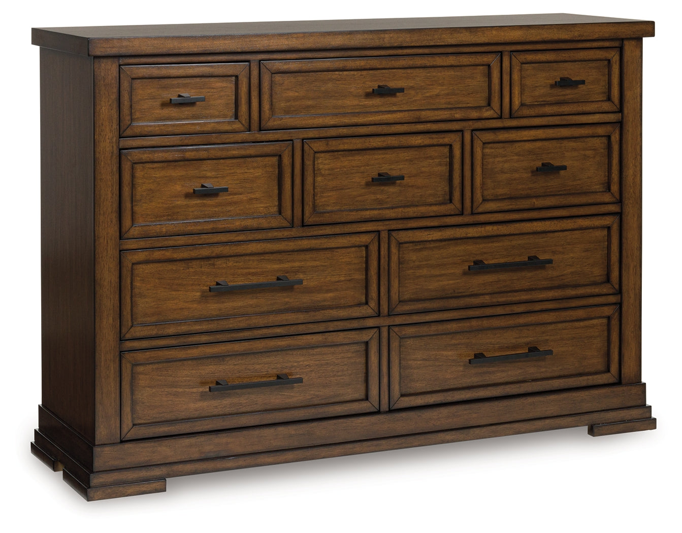 Taffenbrook dresser medium brown angled closed front view