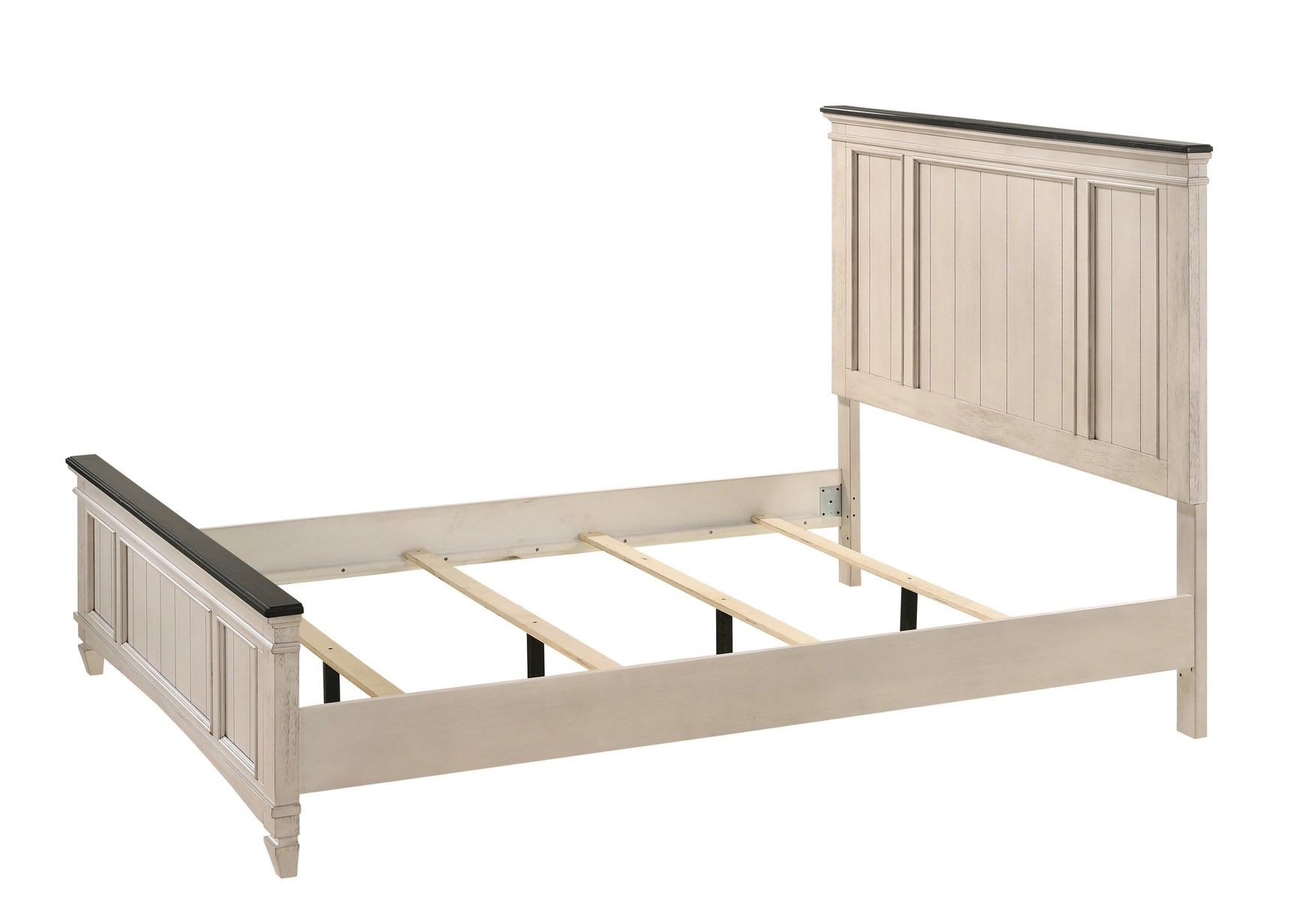 Sawyer Cream/Brown Modern And Classic Wood Queen Panel Bed - Ella Furniture