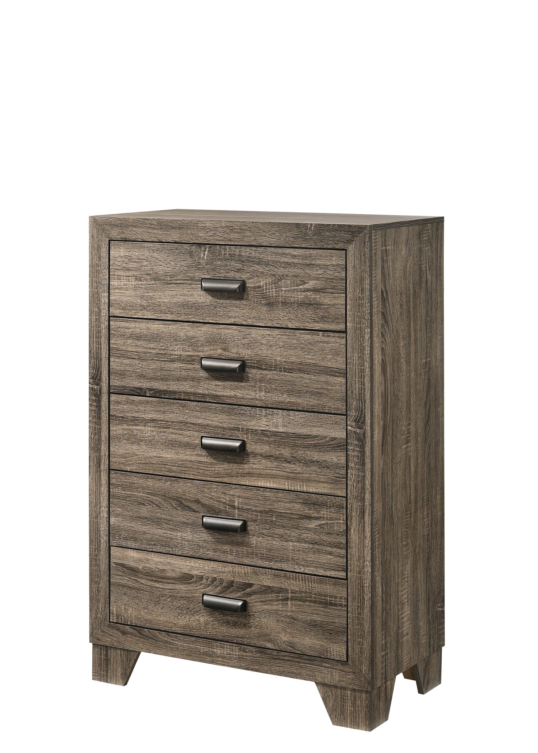 Millie Brown Finish Transitional Modern Wood Grain Twin Panel Bed - Ella Furniture