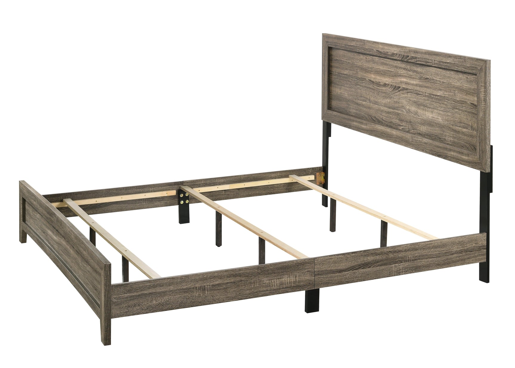 Millie Brown Finish Transitional Modern Wood Grain Twin Panel Bed - Ella Furniture