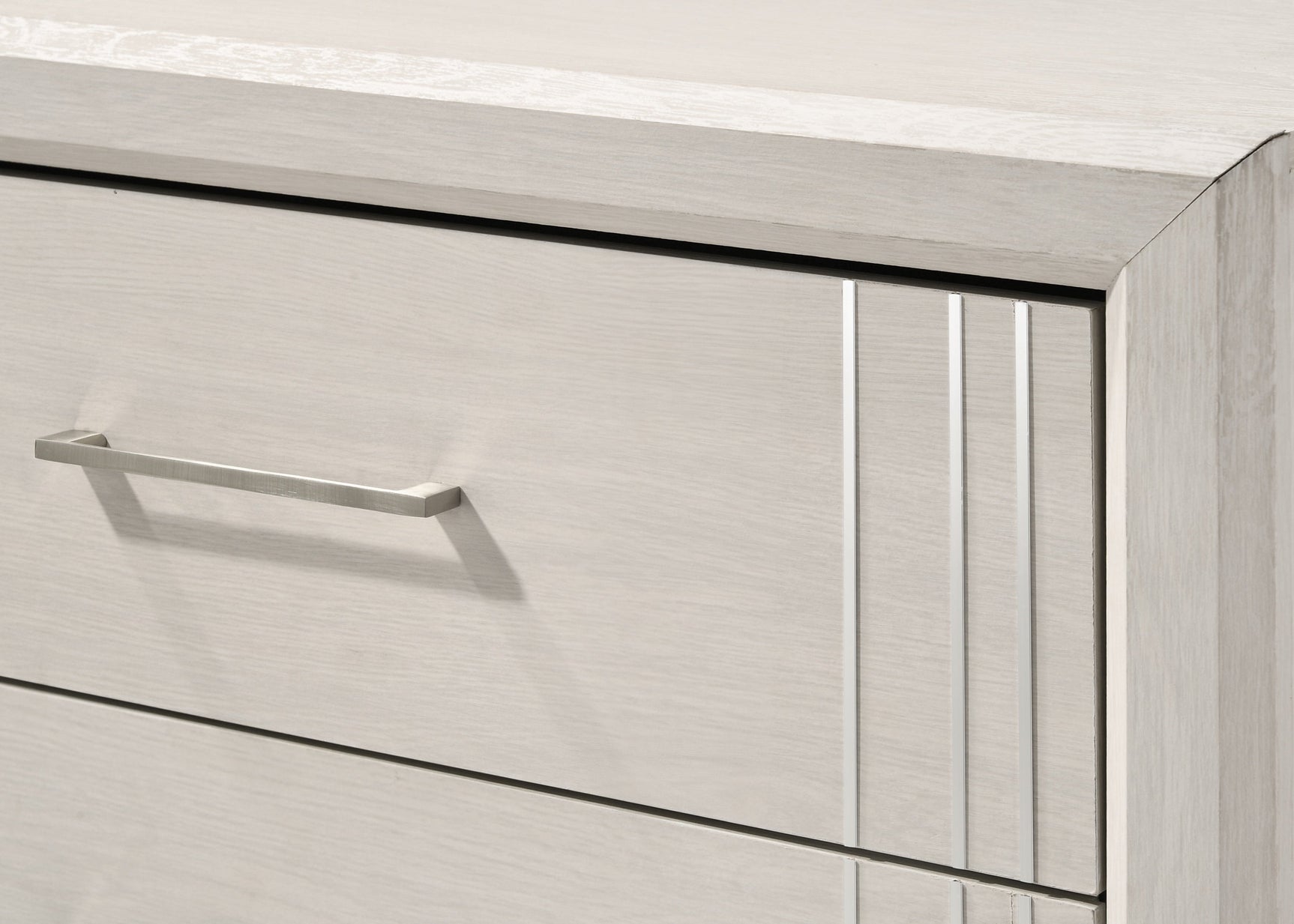 Charlie 5-drawer chest cream finish angled view