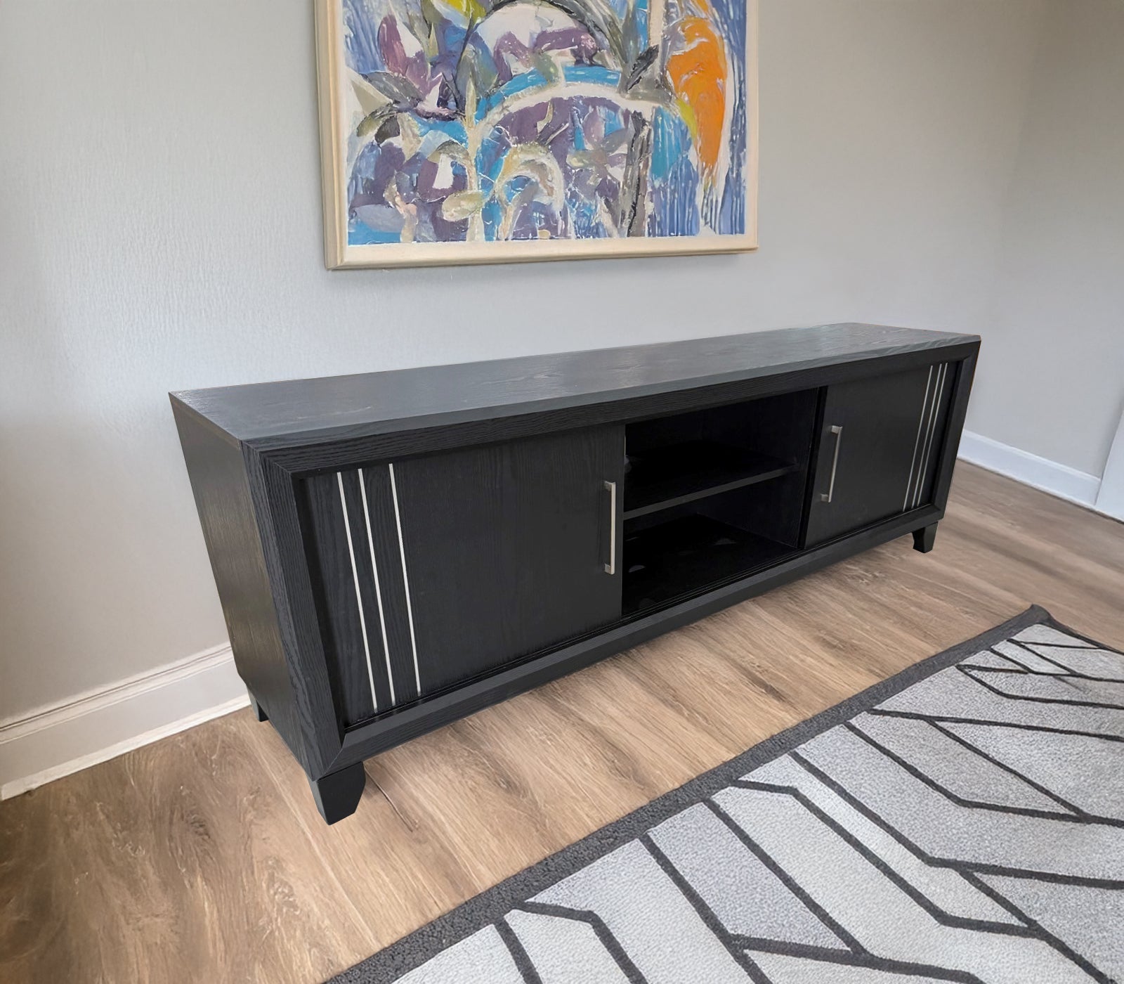 Charlie Charcoal Panel Bed side angle
