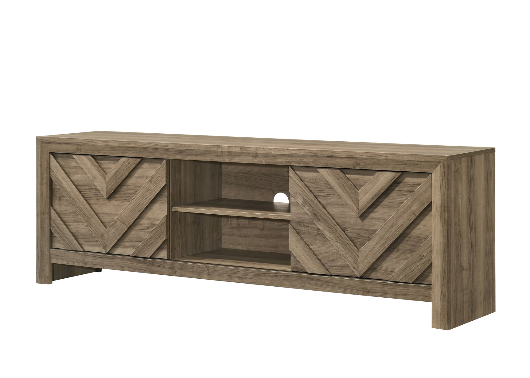 Valor TV Stand side angle showing compartments