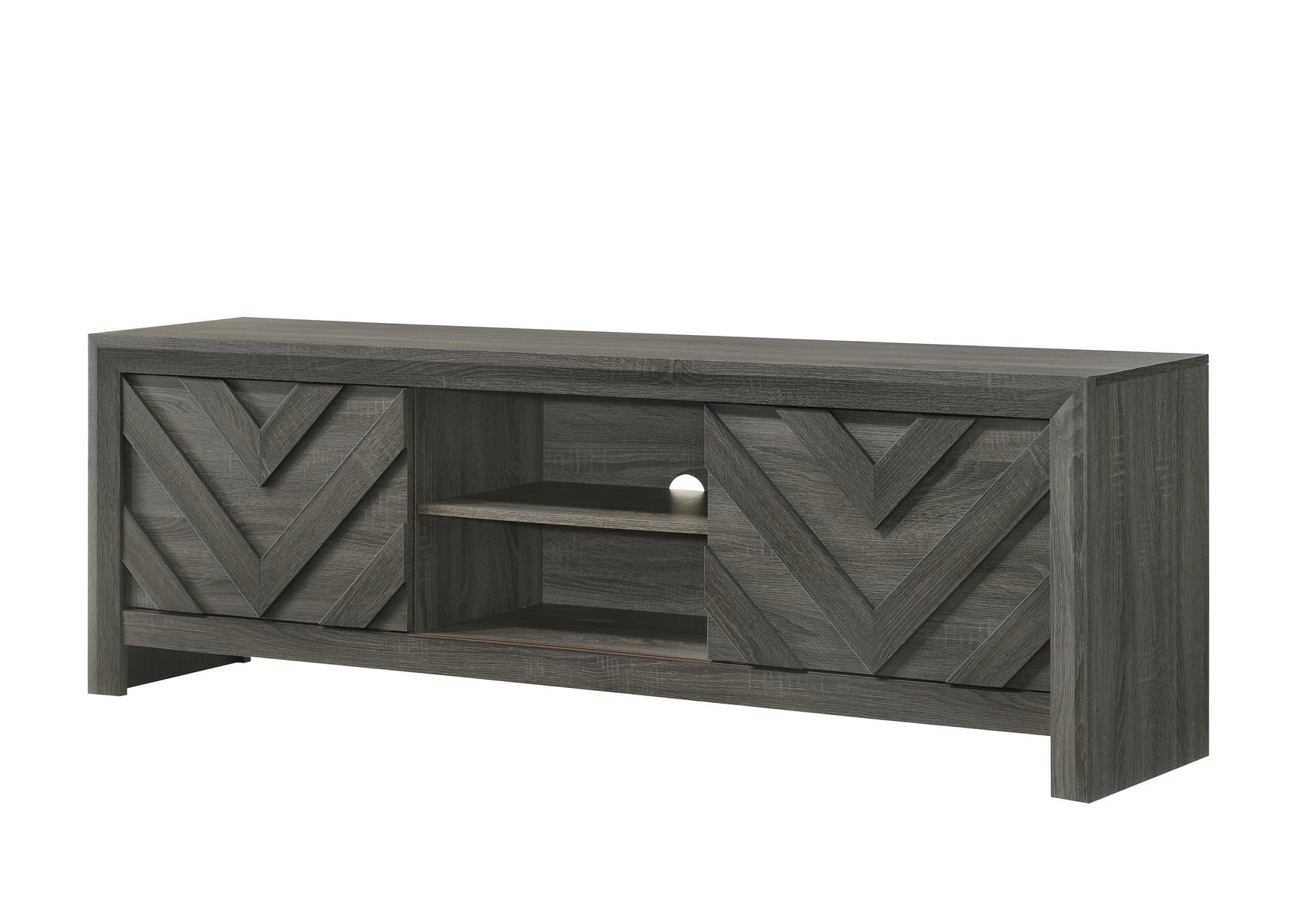 Valor Gray TV Stand angled side view