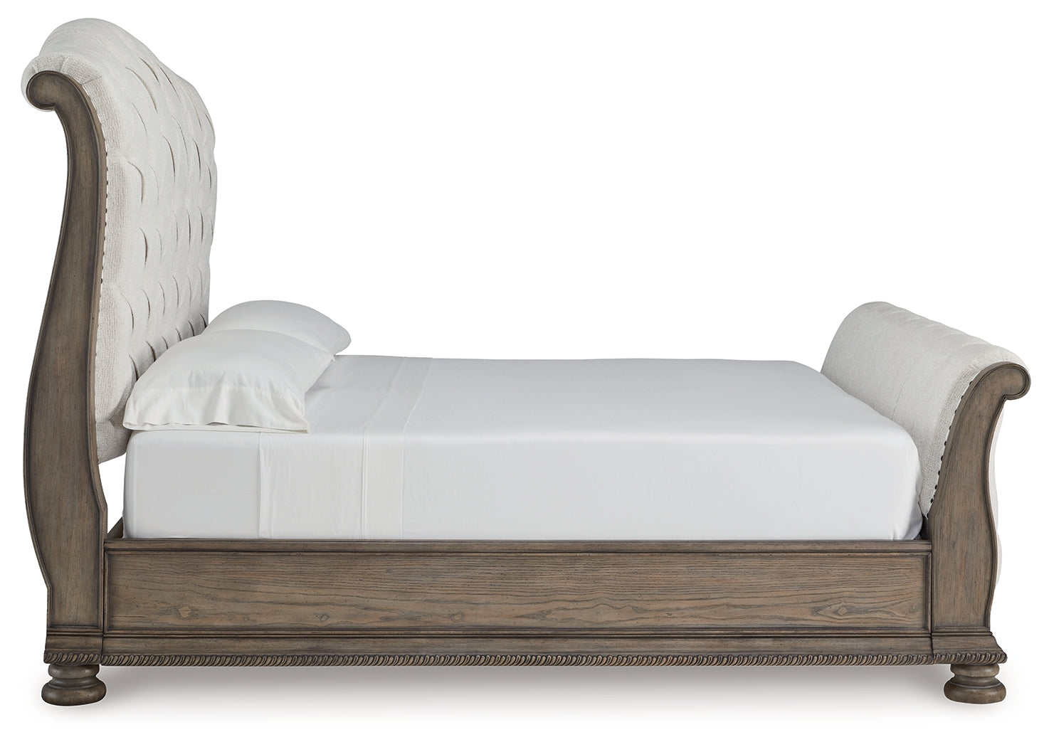 Side view of Ardenfield King Upholstered Sleigh Bed