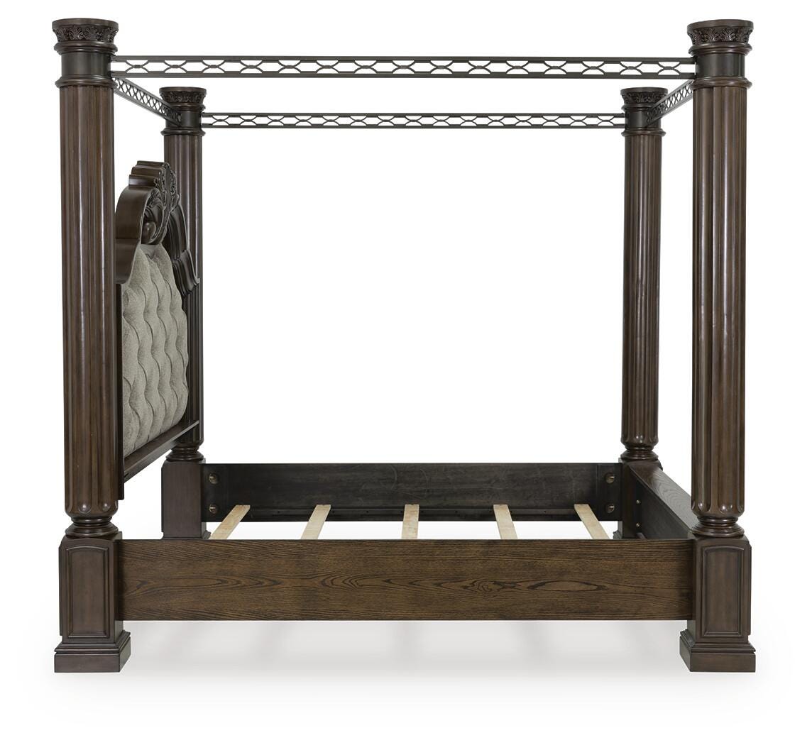 Maylee Dark Brown Canopy Bedroom Set view 4
