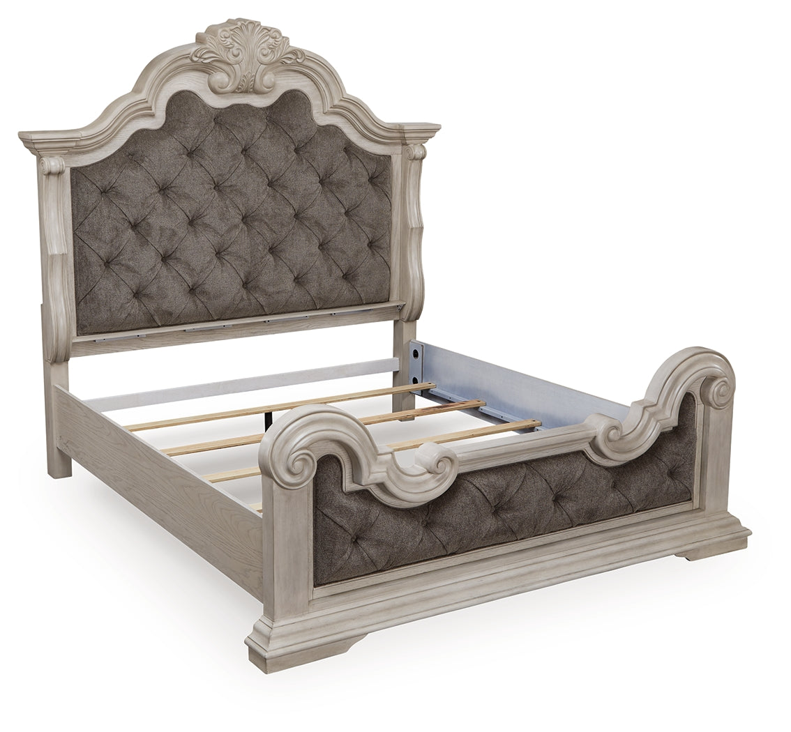 Bruchandi King Upholstered Panel Bed close-up of tufted headboard