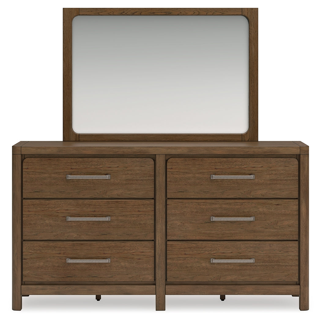 Side profile of Cabalynn dresser and attached mirror