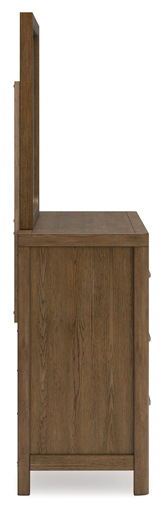 Top detail showing light brown finish