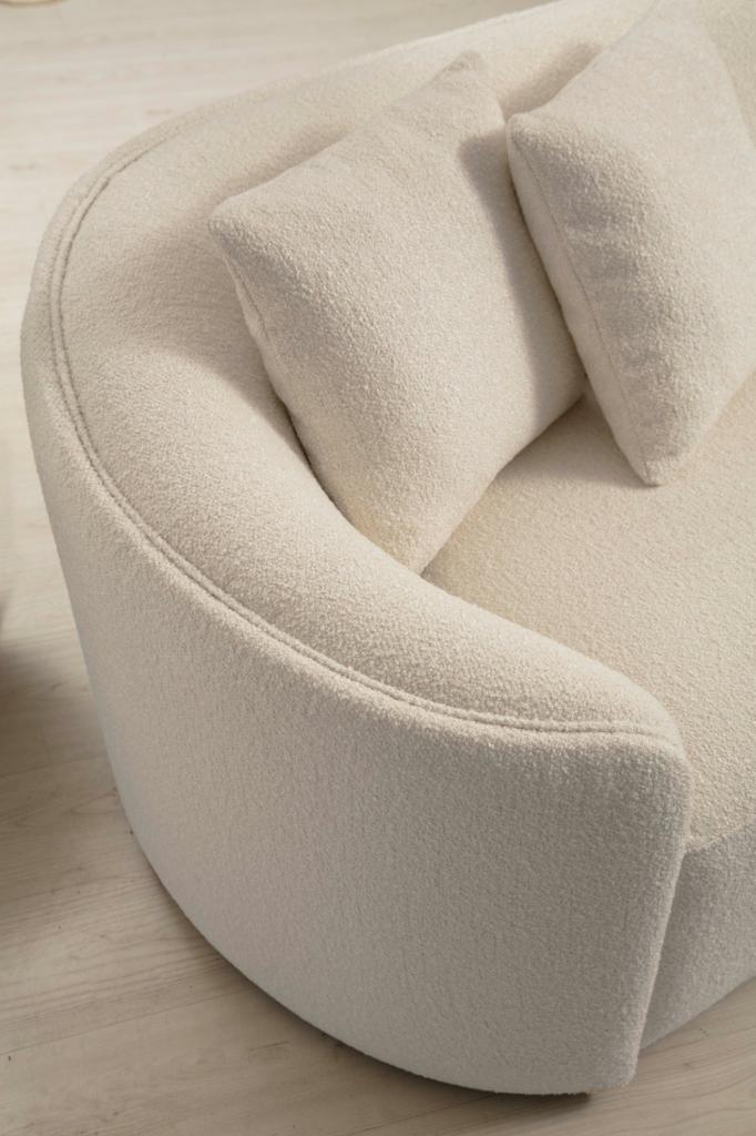 Fabric texture close-up of Ava Ivory Boucle sectional