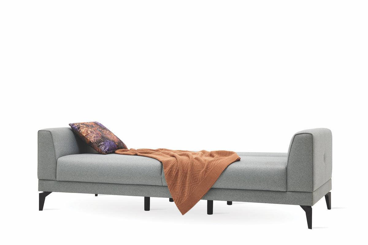 Cordell Light Gray 3-Seater Sofa Bed styled in room setting