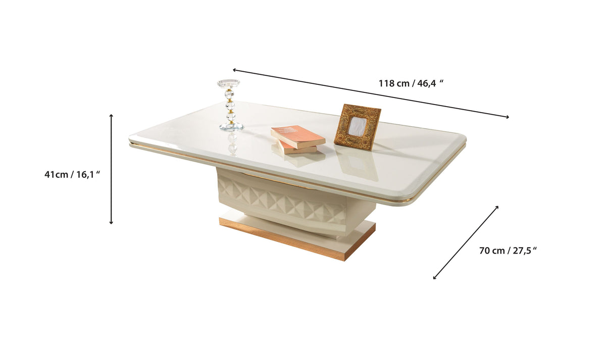 Overhead view of Belly Ivory Coffee Table surface