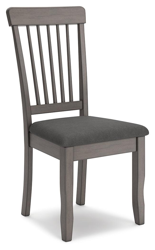 Shullden Gray Dining Chair angled side view