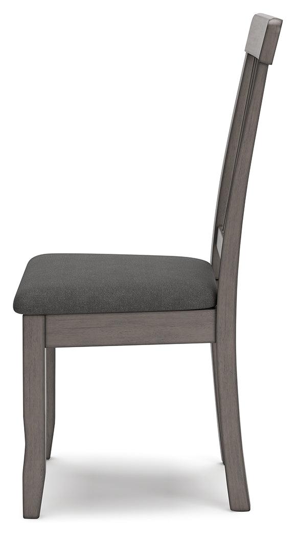 Shullden Gray Dining Chair close side view
