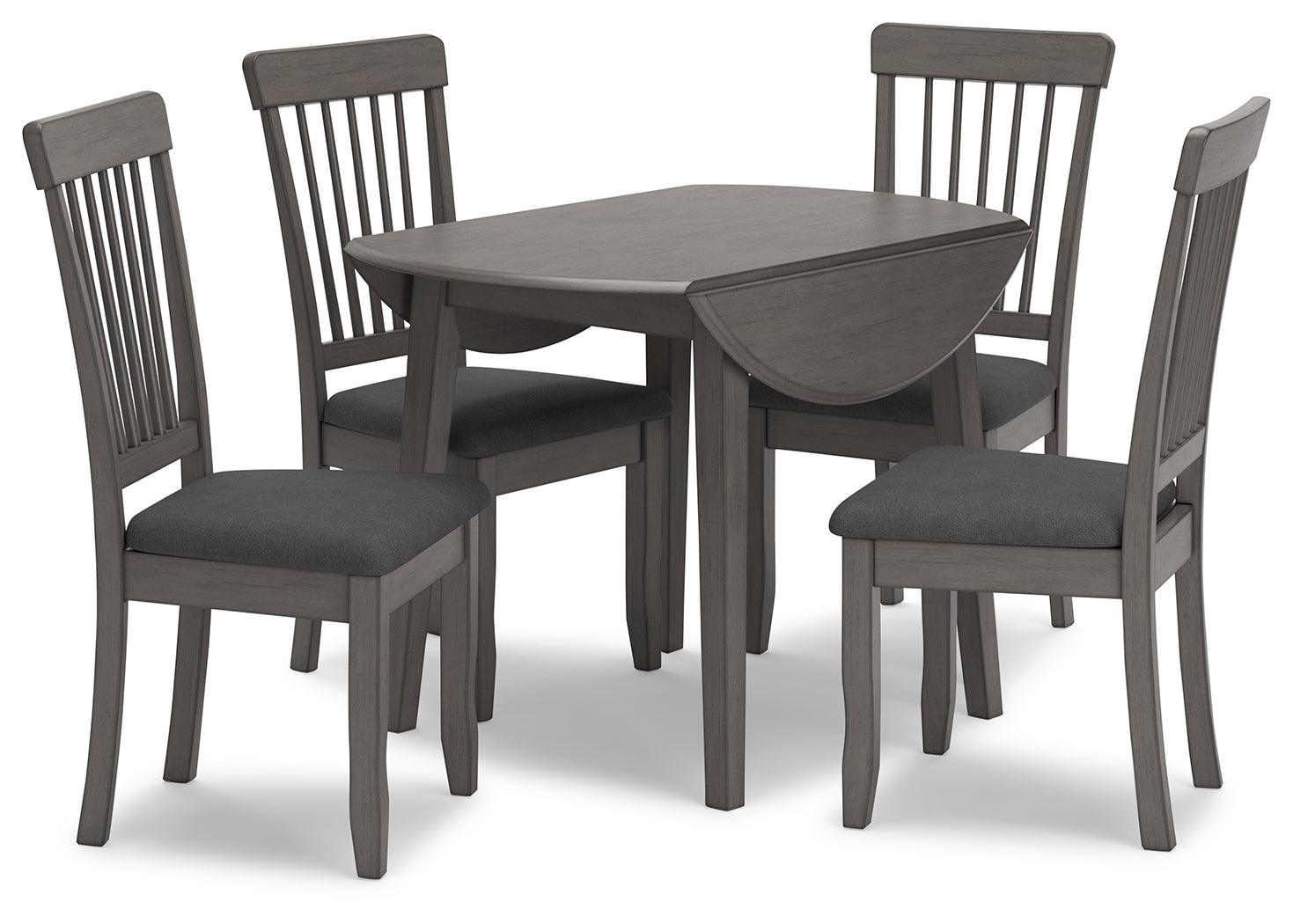 Shullden Gray Drop Leaf Dining Table by Ashley – full view with leaves folded