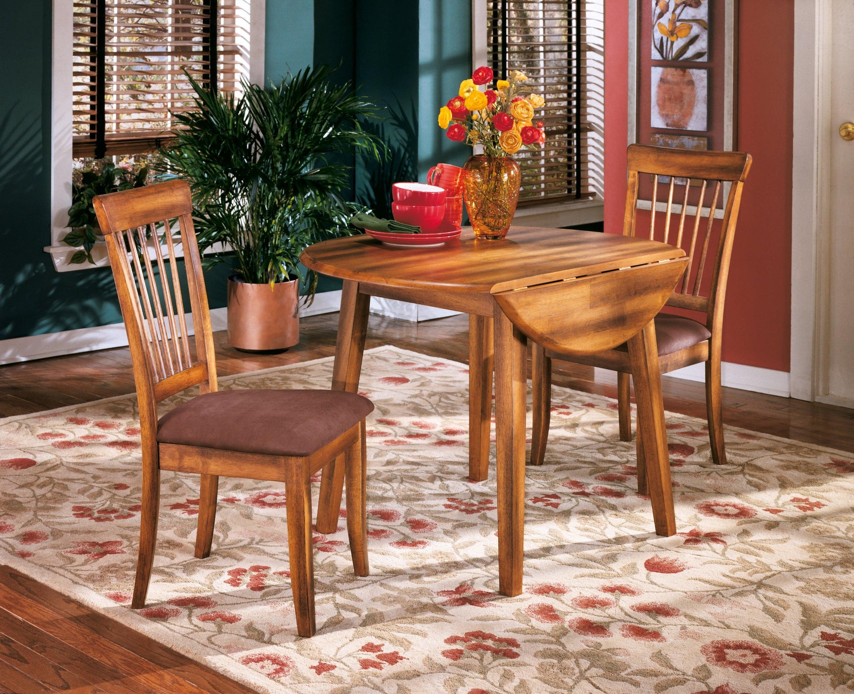 Berringer Rustic Brown Drop Leaf Dining Table close-up of leg