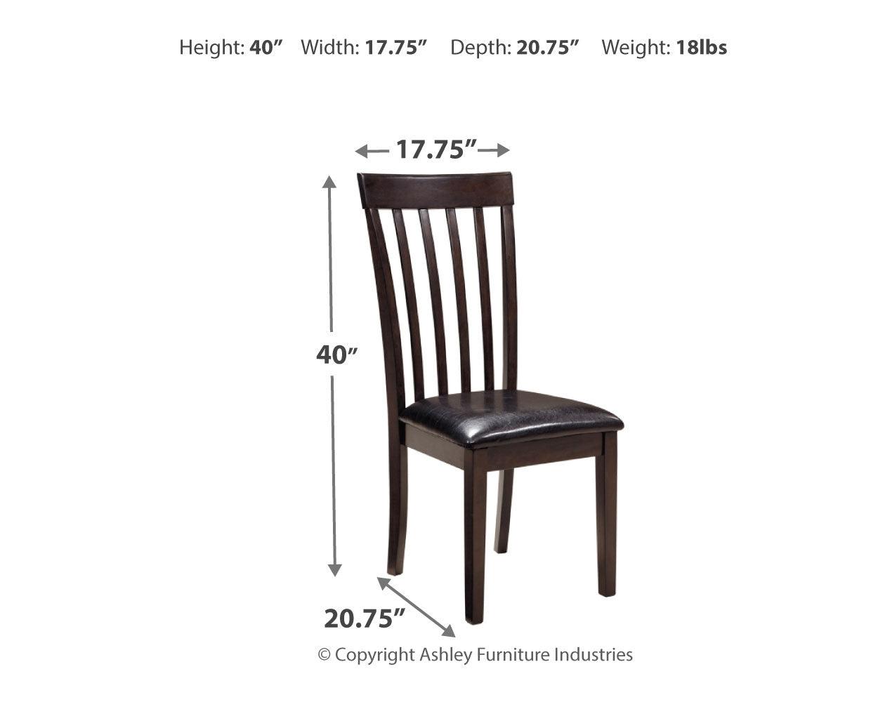 Hammis Dark Brown Upholstered Dining Chair dimensions diagram