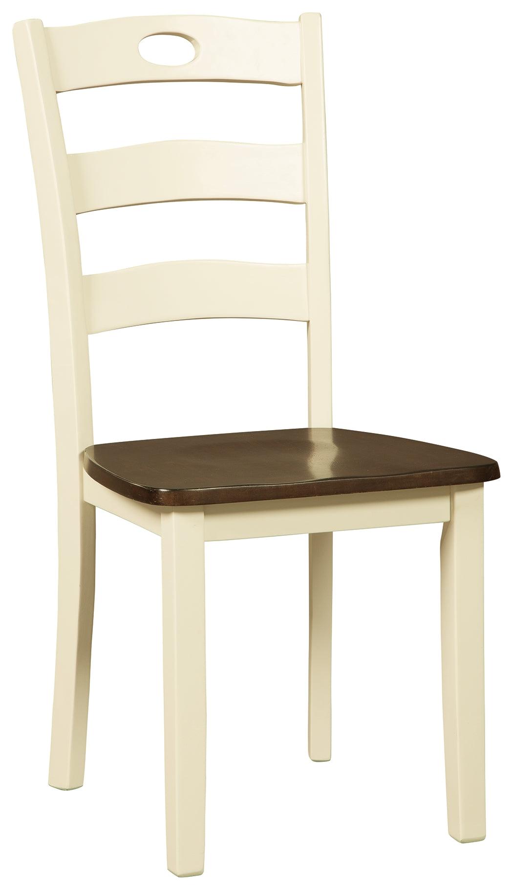 Woodanville dining chair side view showing curved back and arms