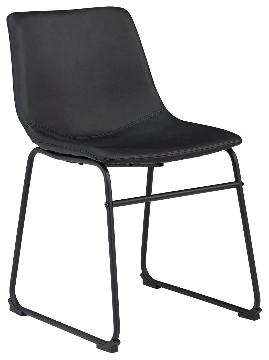 Centiar black dining chair front angle with bucket seat and metal base