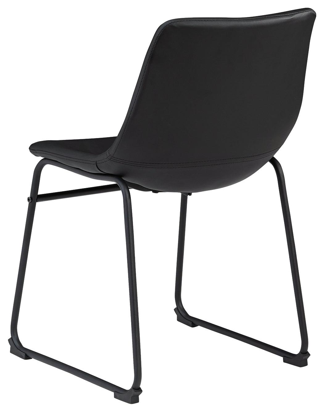 Centiar black dining chair showing back angle and metal frame