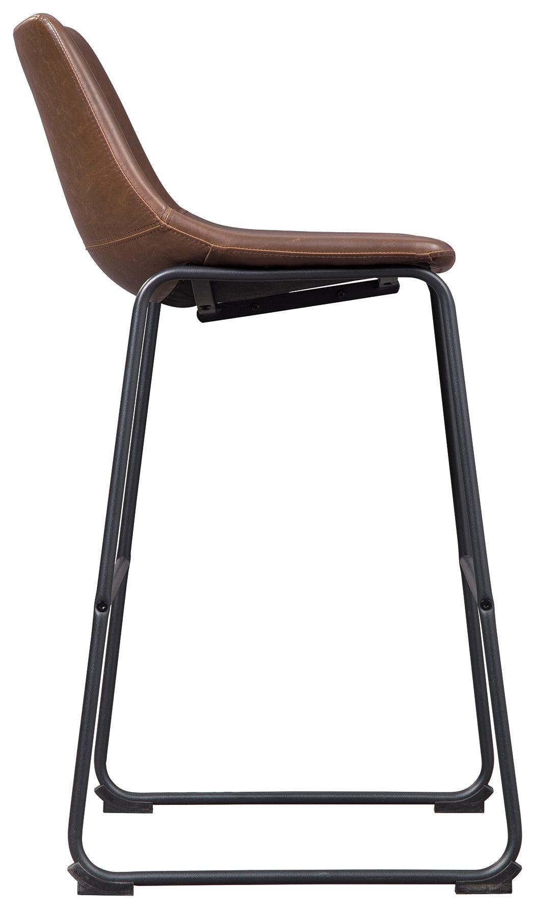 Centiar Brown Pub Height Bar Stool side angle showcasing footrest