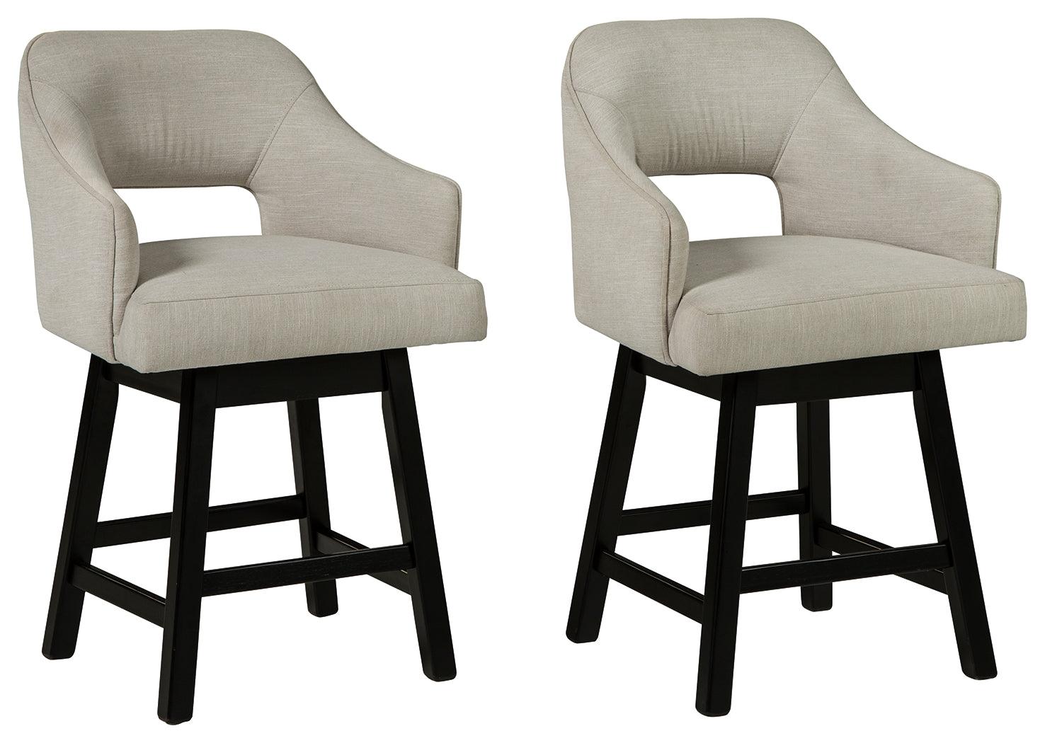 Tallenger Linen Brown Bar Stool angled side view
