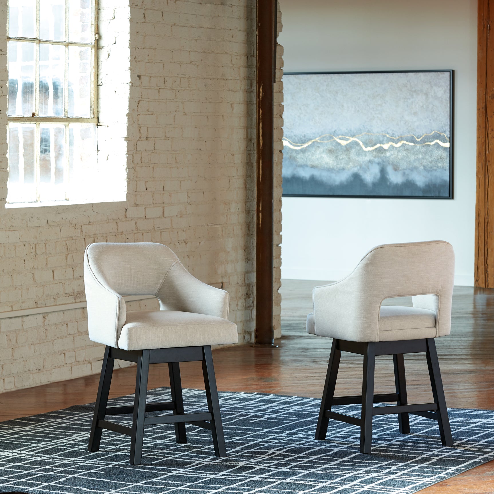 Tallenger Linen/Brown 2-Piece Bar Stool