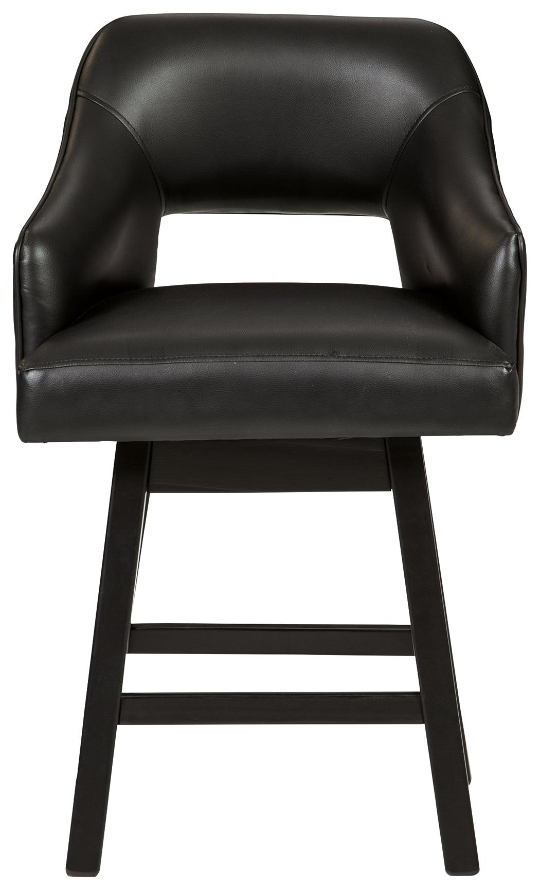 Tallenger Black/Dark Brown Counter Height Bar Stool backrest detail