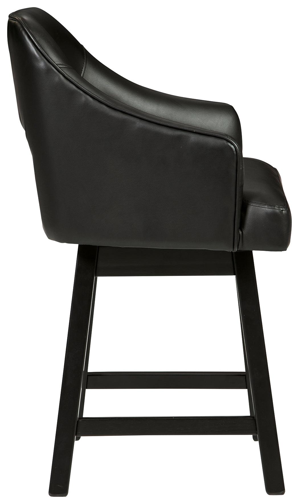Tallenger Black/Dark Brown Counter Height Bar Stool footrest detail