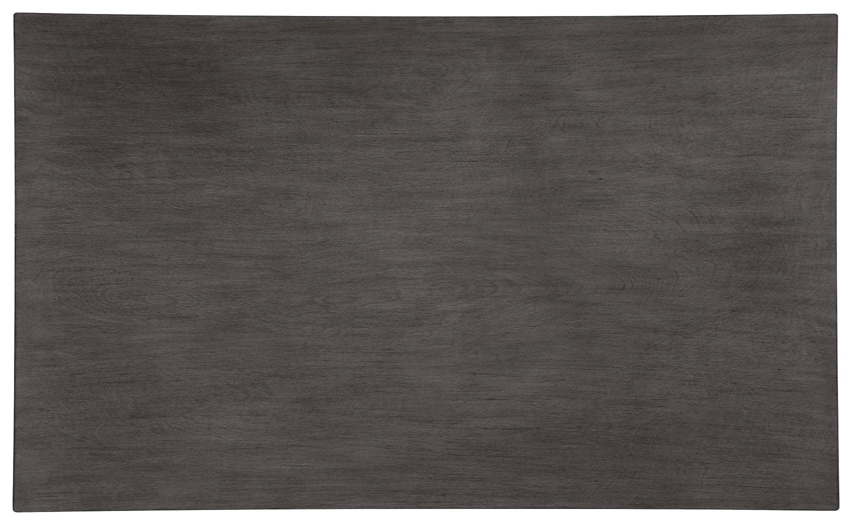 Top view of Bridson gray dining table surface