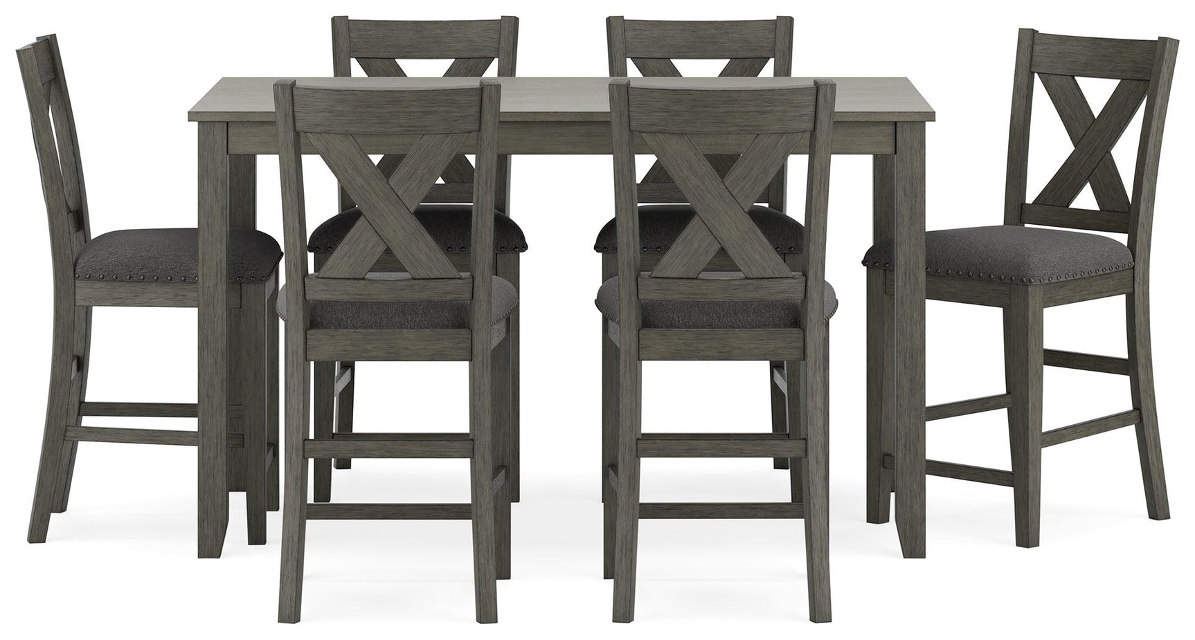 Caitbrook gray counter height dining table set front view