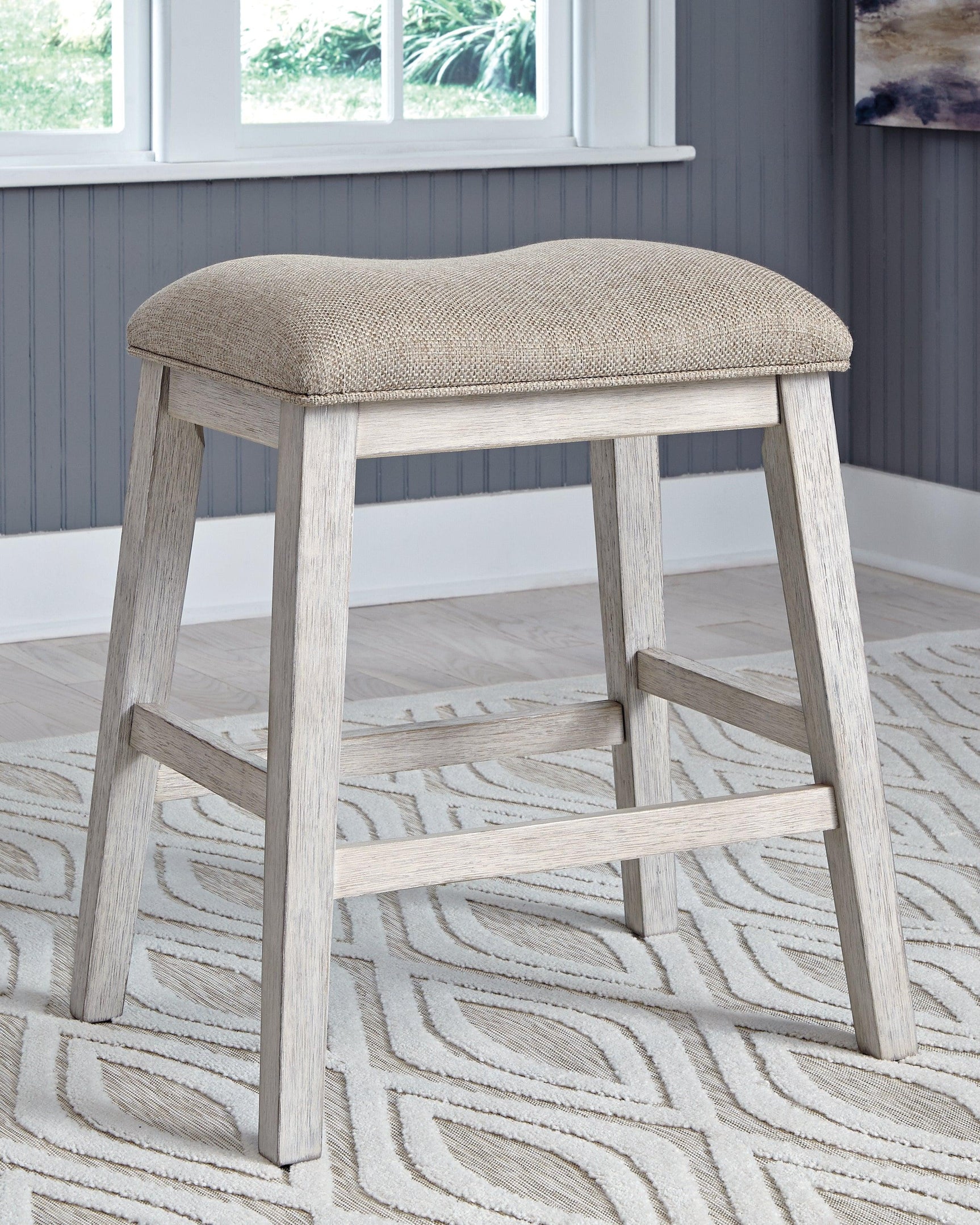 Skempton Bar Stool front angle with distressed finish