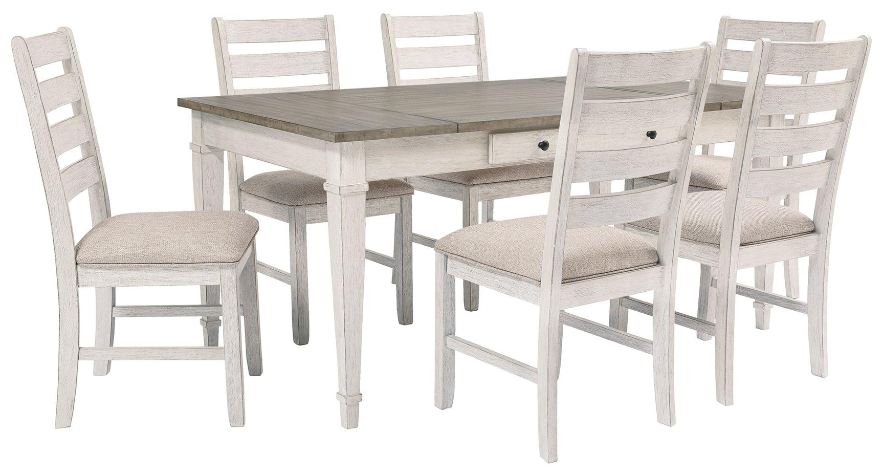 Rectangular Skempton dining table with plank-effect top