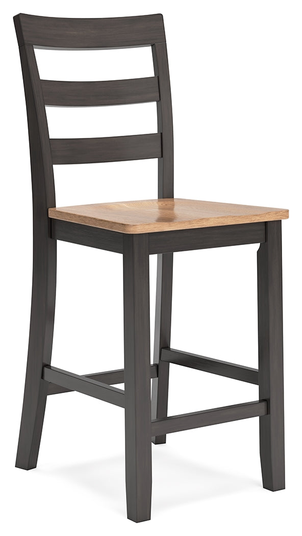 Gesthaven barstool angled side view showing dark brown accents