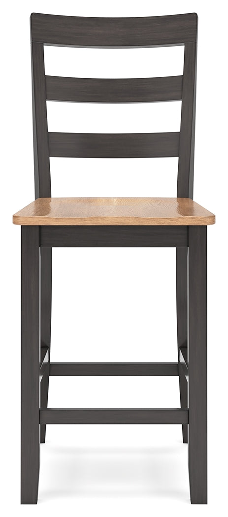 Counter height table and barstools in casual kitchen setting